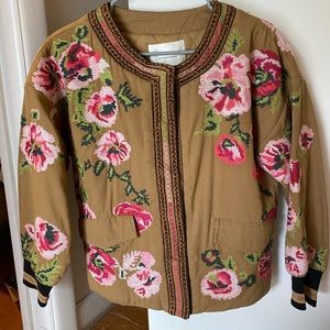 Anthropologie Floral Jacket with Embroidery